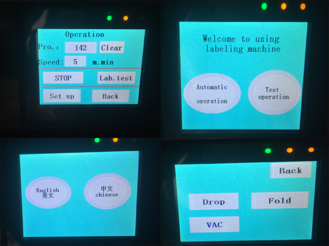 ovládací znak uvnitř obrazovky pro obsluhu stroje labelin